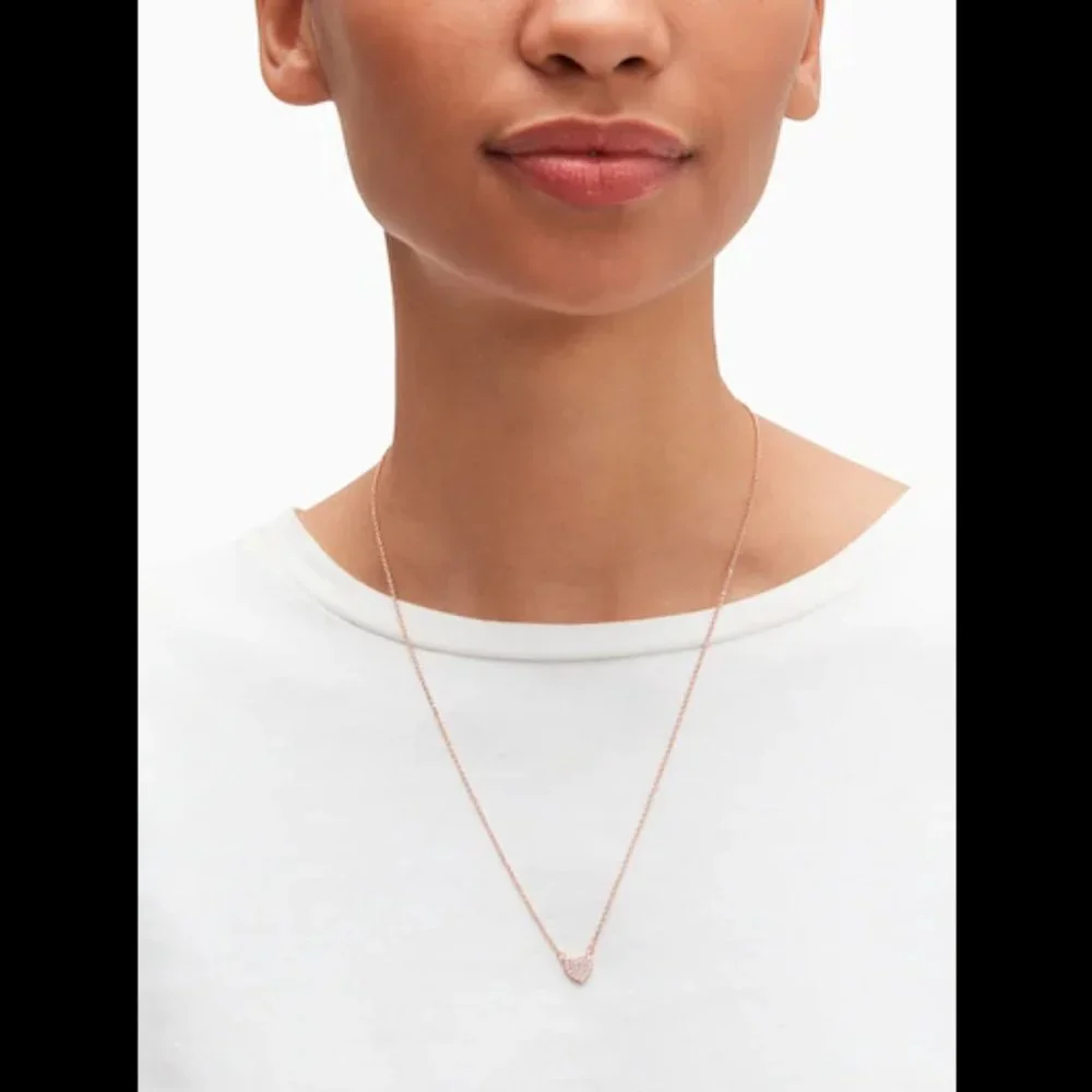 Kate Spade - Yours Truly Pave Heart Mini Pendant Necklace - Picture 2 of 6